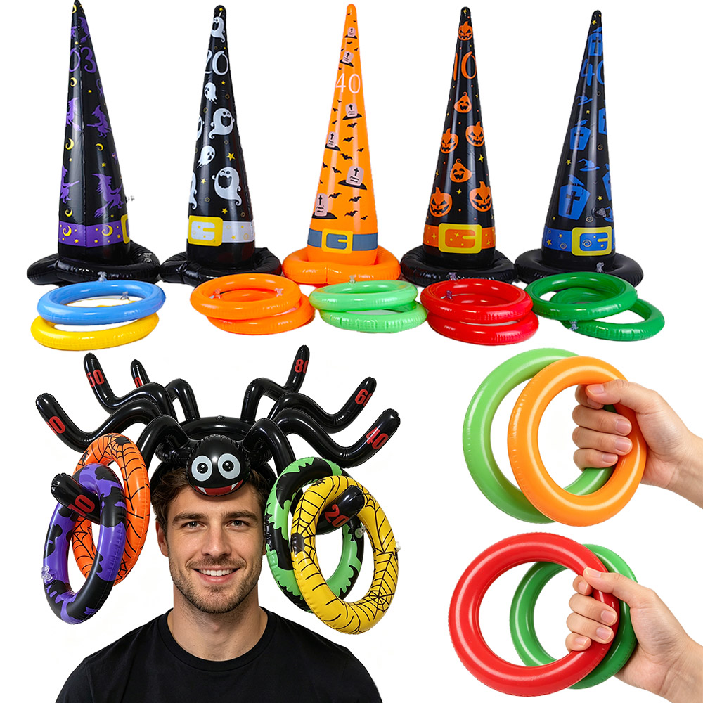 Ring Toss Outdoor - Opblaasbaar spinnenheksenhoed-werpspel Halloweenfeest Familiebijeenkomst Plezier binnen